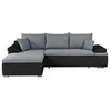 Image de Canapé D'angle Réversible Convertible 3 Places+coffre Celina - Simili Noir Et Tissu Gris - L 274 X P 184 Cm