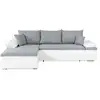Image de Canapé D'angle Réversible Convertible 3 Places+coffre Celina - Simili Blanc Et Tissu Gris - L 274 X P 184 Cm