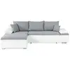 Image de Canapé d'angle réversible convertible 3 places+coffre - simili blanc et tissu gris - celina - l 274 x p 184 cm - fabriqué en ANCDCELINABLGR
