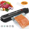 Image de Machine Sous VideAppareils de Mise Sous Vide Automatique Portable pour Sceller Aliments2 Fonctions/LED Voyants/ 15 Sacs-Noir