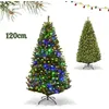 Image de Sapin de Noël LED Lumineux 120cm COSTWAY-100 Lumières LED Multicolore à 11 Modes-5 Changements de Couleur-Pied en Métal-Branches PVC