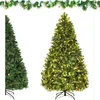 Image de Sapin de Noël LED Artificiel 240cm COSTWAY-600 Lumières Blanc Chaud-81 Pommes de Pin-1335 Branche en PVC et PE-Décoration de Noël