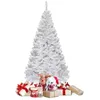 Image de COSTWAY Sapin de Noël Artificiel 240cm Aiguilles en PVC Arbre en Epicéa avec Support en Métal pour Maison Magasins Hôtels Blanc