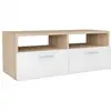 Image de Meuble Télé Buffet Tv Télévision Design Pratique Aggloméré 95 Cm Chêne Et Blanc 2502019/2