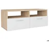 Image de Meuble télé buffet tv télévision design pratique aggloméré 95 cm chêne et blanc 2502019/2