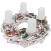 Image de Couronne De L'avent Ronde Décoration De Table Noël En Bois Ø 35cm Blanc-gris Avec 04_0002565
