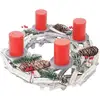 Image de Couronne De L'avent Ronde Décoration De Table Noël En Bois Ø 40cm Blanc-gris Avec 04_0002568