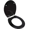 Image de Siège de toilette abattant avec couvercle wc siège de toilette lunettes wc cuvette standard mdf noir 02_0002879
