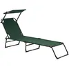 Image de Bain de soleil transat chaise longue pliable avec pare-soleil acier pvc polyester 187 cm gris clair 03_0000988
