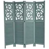 Image de Paravent 4 panneaux en bois vert 170x160cm PAR04034
