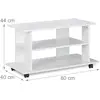 Image de Copie De Meuble Tv 2 Compartiments Console Table Sur Roulettes 80 Cm Blanc 13_0001660_2