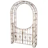 Image de Arche treillis de jardin avec portillon support pour plantes grimpantes metal marron vieilli 10_0003944
