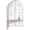 Image de Banc de jardin avec arche a rosiers en metal marron vieilli style vintage MDJ10187