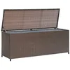 Image de Coffre boîte meuble de jardin rangement marron 120 x 50 x 60 cm résine tressée