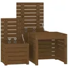 Image de Ensemble De Boîtes Coffre De Jardin 3 Pièces Bois Pin Massif Marron Miel 02_0013177