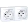 Image de Double prises de courant ALREA connexion rapide avec cadre saillie blanc polaire 2P+T avec obturateurs - SCHNEIDER ELECTRIC -