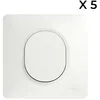 Image de Lot 5 interrupteurs va-et-vient brochables + plaque - blanc - Ovalis - Schneider