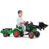 Image de Falk - Tracteur A Pedales Supercharger Vert Avec Pelle Avant, Capot Ouvrant Et Remorque Inclus