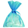 Image de Sac de 10 sachets Organza pour dragées Turquoise