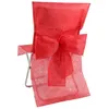 Image de 10 housses de chaise premium rouge 50 x 95 cm en intissé avec rubans