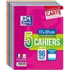Image de Lot 5 cahiers Carte OXFORD agrafes - 96 pages - 90g - Grands carreaux Seyes - 17x22 cm