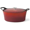 Image de Cocotte Ovale 6l 35cm Rouge Fonte D'acier + 2 Manchons Amc38871