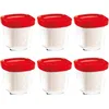 Image de Yaourtière SEB Multi Délices XF100501 - Coffret de 6 pots en verre avec égouttoir et couvercle rouge