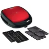 Image de Croque gaufre Tefal SW341512 Snack Time Rouge avec 2 jeux de plaques