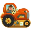 Image de Puzzle Tracteur Djeco 16 Pièces Carton Rigide Orange 25 X 25 Cm