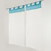 Image de Paire de Petits voilages Voile Aspect Lin Bleu 45x90 cm