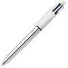 Image de Stylo à bille rétractable - BIC - BIC 4 Couleurs Shine - Corps métallique - Pointe moyenne 1 mm - Pack de 12