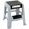 Image de Tabouret marchepied - EDA PLASTIQUE - 2 marches avec coffre de rangement - Gris perle - Marche noir