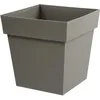 Image de Pot de fleur carré - Toscane - EDA - 39 x 39 x H. 39 cm - Intérieur / Extérieur - 38L - Taupe