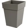 Image de Pot de fleur mi-haut Carré 40 cm - EDA - Toscane - 51 L - 39 x 39 x H. 53 cm - Taupe