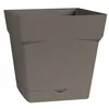 Image de Pot Plastique Carré Toscane Soucoupe Intégrée Taupe 24,8 X 24,8 X 24 - - Jardin > Pots Et Jardinières