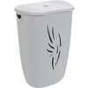 Image de Coffre à linge Flora 40 L - Gris béton et Blanc cérusé - 40 x 30 x 57 cm - EDA PLASTIQUE