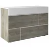 Image de Commode 3 Tiroirs Laquée Blanc Et Bois Taupe Grisé Kido
