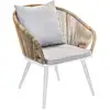 Image de Fauteuil De Jardin En Résine Tressée Structure Alu Blanc + Coussin Chiné Gris/beige