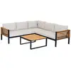 Image de Salon De Jardin Détente En Aluminium Noir Mat Et Aspect Teck Martinique Avec Table