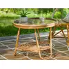 Image de Table Basse Ronde En Rotin Avec Plateau En Verre - Jardiline