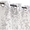 Image de Rideau Voilage imprimé feuilles à oeillets 135x240cm gris et blanc Dylrev