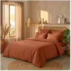 Image de Parure de lit 140x200 cm - Percale de coton - Terracotta