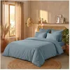 Image de Parure de lit 220x240 cm - Percale de coton - Bleu azur