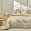 Image de Parure housse de couette 3 pcs 260x240 cm gaze de coton beige lin