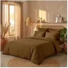 Image de Parure de lit 240x260 cm - Percale de coton - Ocre