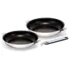 Image de Lot De 2 Poeles 24-28 Cm - Acier Inoxydable - Interieur Revetu -tous Feux + Induction