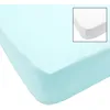 Image de BABYCALIN 2 Draps Housse Bébé Blanc Turquoise 60 x 120 cm - Jersey - 130gr/m²
