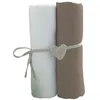 Image de Babycalin 2 Draps Housse Bébé Blanc Taupe 60 X 120 Cm - Jersey - 130gr/m²