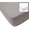 Image de BABYCALIN 2 Draps Housse Bébé Blanc Taupe 70 x 140 cm - Jersey - 130gr/m²