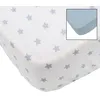 Image de BABYCALIN Lot de 2 draps housse Jersey coton - Bleu uni et impression etoile bleue - 60 x 120 cm